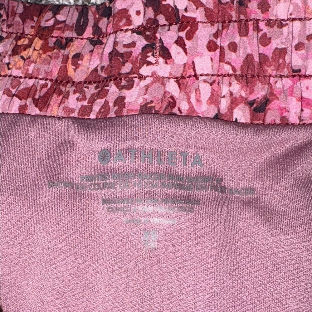 Athleta Mesh Racer Run Mid Rise 4” Short Pink Combo